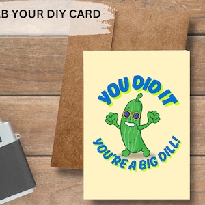 Imprimable Vous avez réussi, vous êtes un gros aneth ! carte DIY Enveloppe Impression à la maison carte vierge cadeau pour elle Félicitations drôles en téléchargement numérique