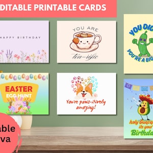 Bundle von 6 bearbeitbare druckbare Grußkarten mit DIY-Umschlag Canva PDF und PNG Tolles Preis-Leistungs-Verhältnis zum Bearbeiten von Drucken und zum Erstellen Ihrer eigenen Grußkarten