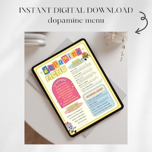 Niedliches Dopamin-Menü-Digitaldruck (bearbeitbare Vorlage)