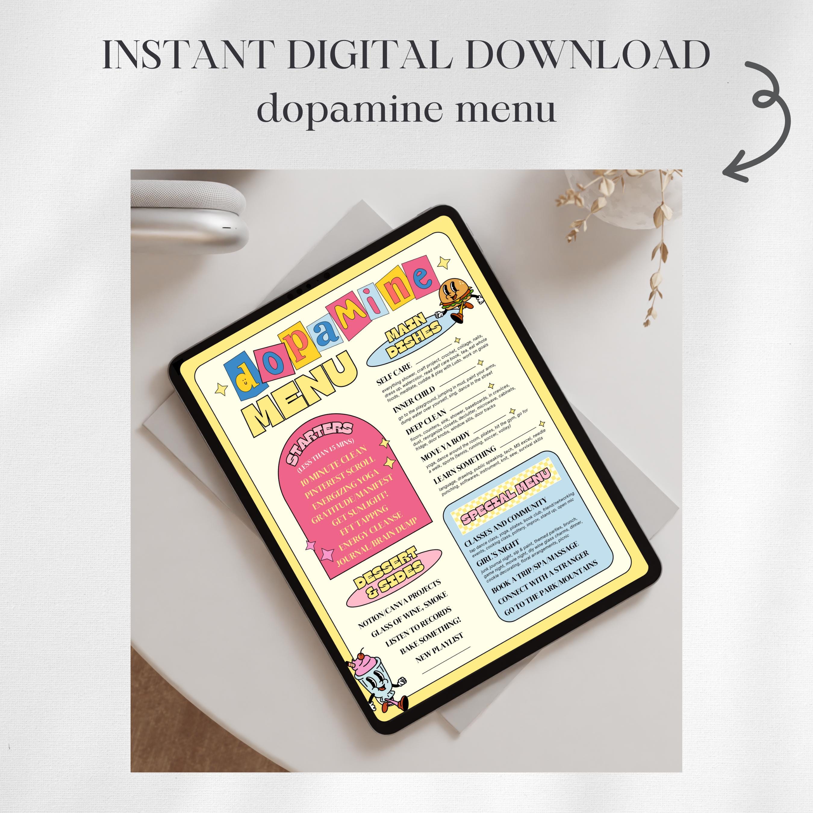 Cute Dopamine Menu Digital Print (editable Template) - Etsy