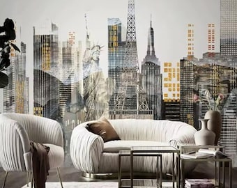 New York Wall Mural, New York Wallpaper, City Wall Mural, City Wallpaper, Peel and Stick Wallpaper, Home Decor, Wall Art, Photo Mural,