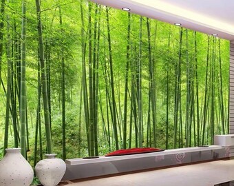 Papel de parede de floresta, mural de parede de floresta, papel de parede de árvores, papel de parede de paisagem, papel de parede removível e adesivo, decoração para casa, arte de parede, mural de fotos,