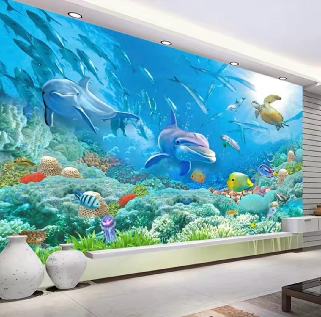 3D Deepwater Dolphins 1540 Wall Murals Exclusive Designer Vincent