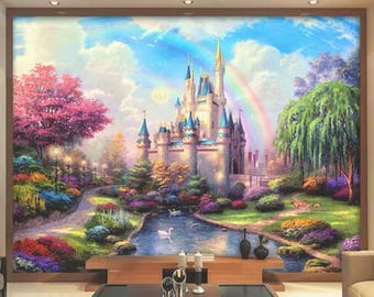 Castle Wall Mural, Castle Wallpaper, Kids Wallpaper, Fairytale Castle, Princess Wallpaper, Peel and Stick Wallpaper, Nursery Wallpaper