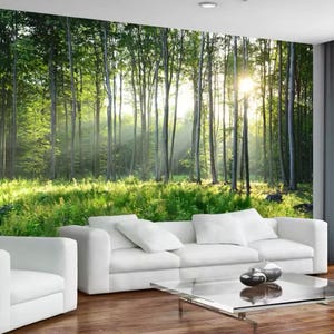 Forest Wallpaper, Forest Wall Mural, Trees Wallpaper, Landscape Wallpaper, Peel and Stick Wallpaper, Home Decor, Wall Art, Photo Mural,