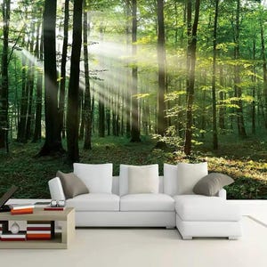 Forest Wallpaper, Forest Wall Mural, Trees Wallpaper, Landscape Wallpaper, Peel and Stick Wallpaper, Home Decor, Wall Art, Photo Mural,