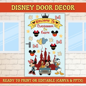 Back to School Door Decoration Idea for Elementary School | Castle Gate & Cartoon Mouse Theme | Editable Name Tags