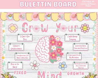 Wachstum Mindset Bulletin Board Kit Ideen für Vorschule und Grundschule, Klassenzimmer Dekor, bearbeitbar Wachsen Sie Ihren Geist, sozial emotionales Dekor