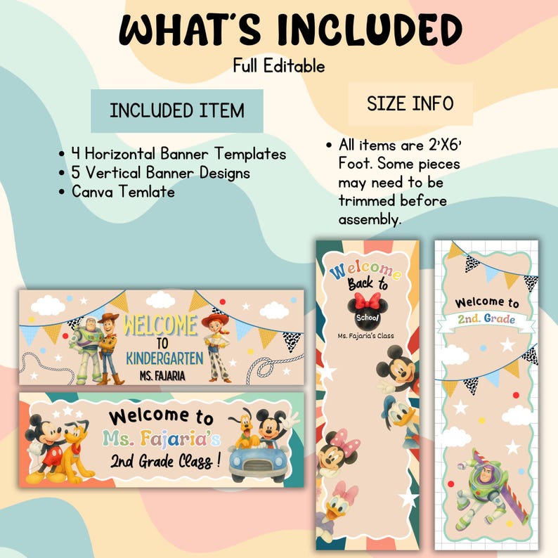 Printable Classroom Banners Editable 2x6 | Magical Mouse Welcome Door Decor | Back to School | Kraft Paper Banner | Bulletin Board Idea