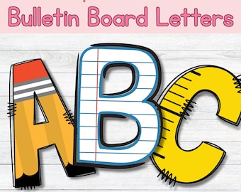 Bulletin Board Letters Alphabet and Numbers, Classroom Décor, Teacher Printable Seasonal Decoration,  Back to School Pencil Pattern Theme