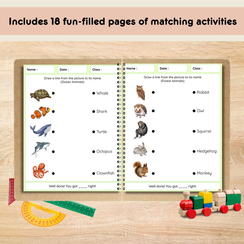 Printable Animal Matching Game, Simple Learning Activity & Busy Book ...