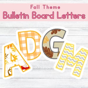 Bulletin Board Letters  Alphabet Fall Theme, Autumn Classroom Decor, Teacher Printable Seasonal Decoration, Leaf and  Pastel Display