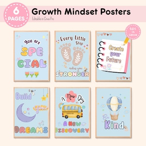 Inspirational Motivational Growth Mindset posters for classroom, Editable Poster for Classroom Decor, Back to School Class Decorations
