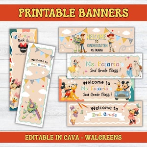 Printable Classroom Banners Editable 2x6 | Magical Mouse Welcome Door Decor | Back to School | Kraft Paper Banner | Bulletin Board Idea
