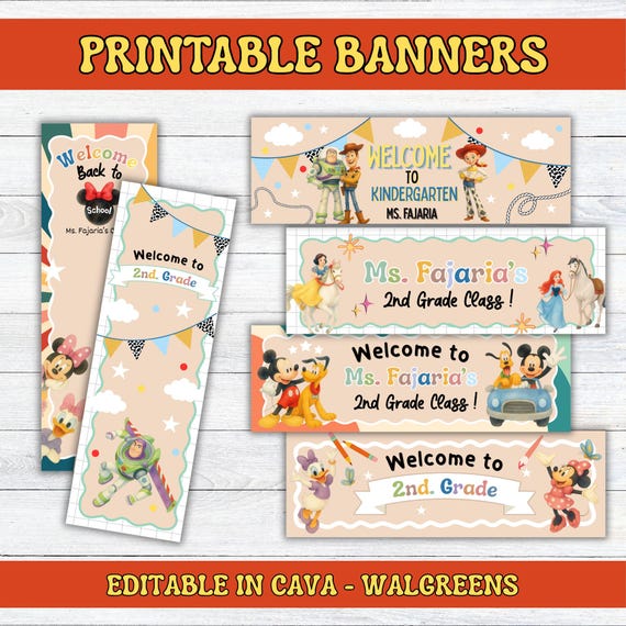 Printable Classroom Banners Editable 2x6 | Magical Mouse Welcome Door Decor | Back to School | Kraft Paper Banner | Bulletin Board Idea