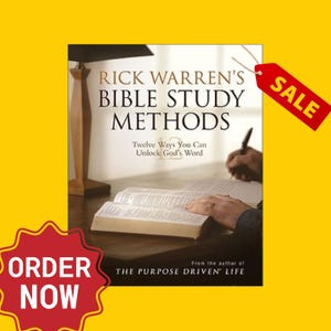 May include: Book cover with the title "Rick Warren's Bible Study Methods: Twelve Ways You Can Unlock God's Word" and a subtitle "From the author of The Purpose Driven Life".