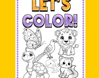 30 Easy Coloring Pages for Kids, Coloring Page Bundle Wall Art, Preschoolers Toddlers Coloring Book, Digital Download Simple Coloring Pages