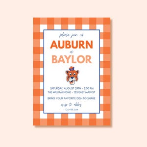 Auburn Game Watch Party Invitation, Auburn Tiger Invitation, Football Tailgate Template, War Eagle Digital Download, Orange Tiger Football