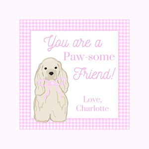 Valentine Tag Golden Puppy, 3,5 x 3,5 Zoll Cocker Spaniel Valentinstag Karte, Digital Download Valentinstag, anpassbare Valentinstag Karte