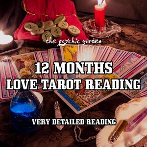 12 maanden Tarot-liefdeslezing, jaarlijkse paranormale liefdeslezing, relatievoorspelling, gedetailleerde liefdesvoorspellingen, toekomstinzichten