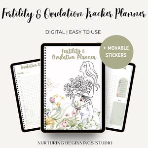 Planificador de fertilidad GoodNotes, Rastreador de ovulación digital, Rastreador de ciclo en PDF, Planificador para concebir, Rastreador de menstruación y síntomas, Descarga del planificador para iPad