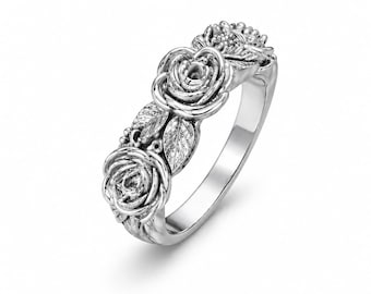 Modelo 3D STL de anillo: Archivo de diseño de joyería con diseño floral (descarga digital)