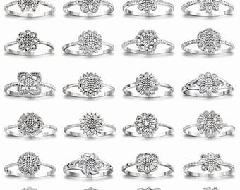 24 modelos 3D STL de anillos florales: archivos de diseño de joyería (descarga digital)