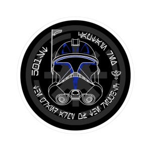 Pegatina personalizada para casco de clon / Calcomanía personalizada para casco de ciencia ficción / Diseño de soldado galáctico con texto en aurebesh / Tributo al clon