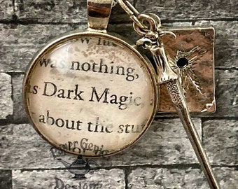 Upcycled Book Charm Necklace - Dark Magic