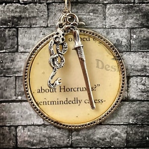 Upcycled Book Charm Necklace - Horcruxes