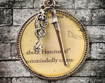 Upcycled Book Charm Necklace - Horcruxes