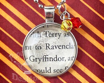 Harry Potter Inspired Upcycled Book Charm Necklace - Gryffindor