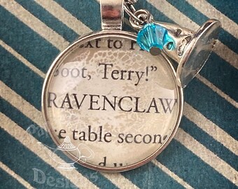 Upcycled Book Charm Necklace - Ravenclaw