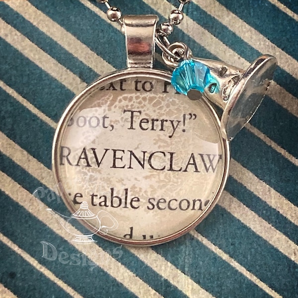 Upcycled Book Charm Necklace - Ravenclaw