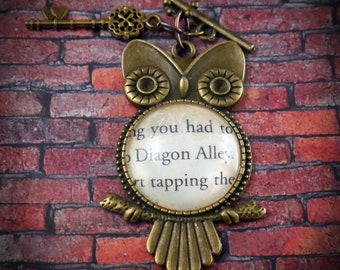 Upcycled Book Charm Necklace - Diagon Alley