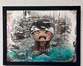 Super Emo Shiki Godzilla Minus 1 Original Art 9x12 FRAMED free US shipping