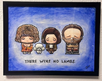 Super Emo Lamby Original Art 9x12 FRAMED free US shipping