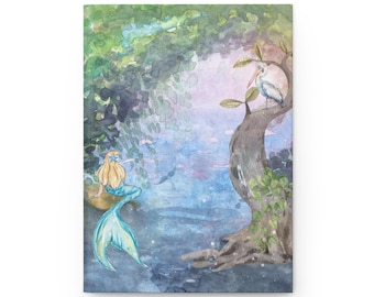 Mermaid Paradise Cove Hardcover Journal, Fantasy Nature Art Notebook, Animal Lover Gift, Ocean Writing Journal