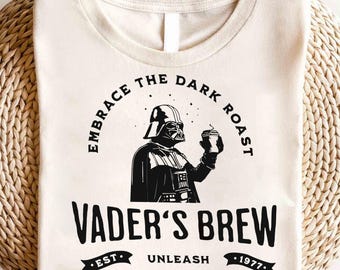 Vader’s Brew Beer Label Shirt – Funny Star Wars Graphic Tee for Men – Dark Side Fan Gift – Vintage Darth Vader Design