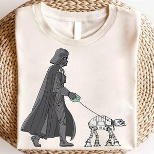 Funny Darth Vader Walking AT-AT Dog T-Shirt - Star Wars Humor Tee for Men Women - Geeky Sci-Fi Gift for Nerds & Star Wars Fans