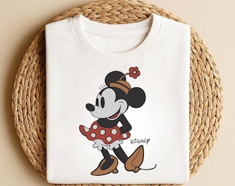 Vintage Minnie Mouse Shirt, Retro Classic Minnie Tee, Old Cartoon Style Graphic Top for Women and Disney Fans