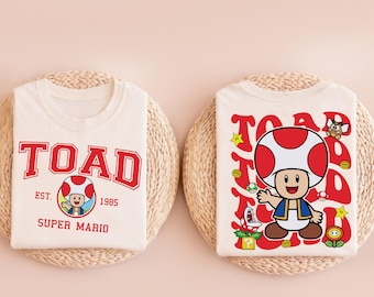 Toad Shirt, Super Mario Mushroom Tee, Vintage Gaming College Shirt, Retro Mario Character Tee, Gamer Graphic Shirt