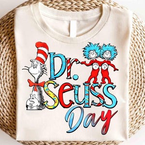 Dr. Seuss Day Shirt, Katze im Hut Shirt, Lehrer aller Dinge, Sache 1 Sache 2, Lesebuch Shirt Geschenk für Lehrer, Lesen Across Shirt