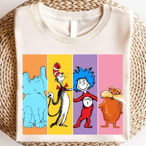 Dr. Seuss Day Shirt, Katze im Hut Shirt, Lehrer aller Dinge, Sache 1 Sache 2, Lesebuch Shirt Geschenk für Lehrer, Lesen Across Shirt