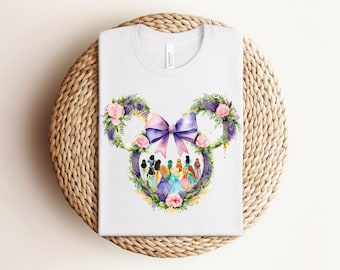 Disney Princess Shirt, Watercolor Princess Ears T-shirt, Disneyland Girls Trip Tee,Princess Theme Party Sweatshirt,Cinderella Belle Crewneck