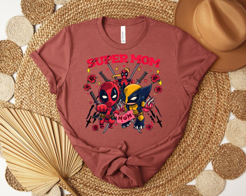 Deadpool Wolverine Super Mom Shirt, Superhero Mom Tee, Mothers Day Gift, Funny Marvel Mom Shirt, Mom Graphic Tee Bild 5