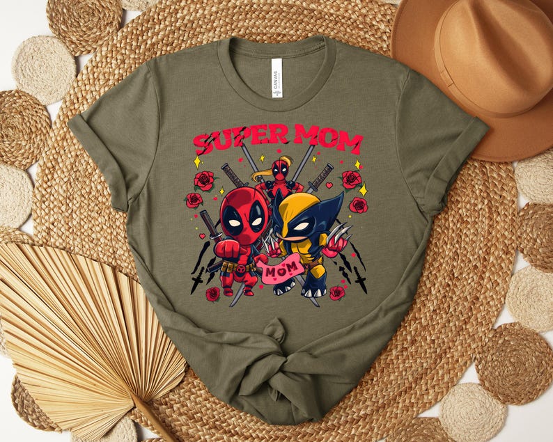 Deadpool Wolverine Super Mom Shirt, Superhero Mom Tee, Mothers Day Gift, Funny Marvel Mom Shirt, Mom Graphic Tee Bild 6