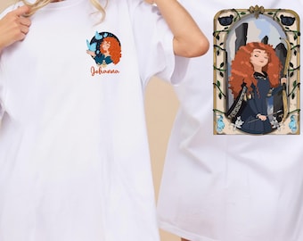 Camiseta retro de Brave Brave, Princesa Mérida y Reina Elinor, Camiseta floral con oso, Camiseta Disney Brave, Camiseta Disney Mérida, Viaje familiar de vacaciones a Disneyland