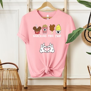 -shirt Grossesse collation pour deux | Joli t-shirt bébé inspiré de Disney | T-shirt de jour pour maman enceinte Park | T-shirt de maternité amusant Mickey Food