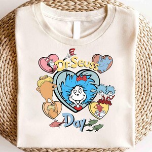 Dr. Seuss Day Shirt, Katze im Hut Shirt, Lehrer aller Dinge, Sache 1 Sache 2, Lesebuch Shirt Geschenk für Lehrer, Lesen Across Shirt